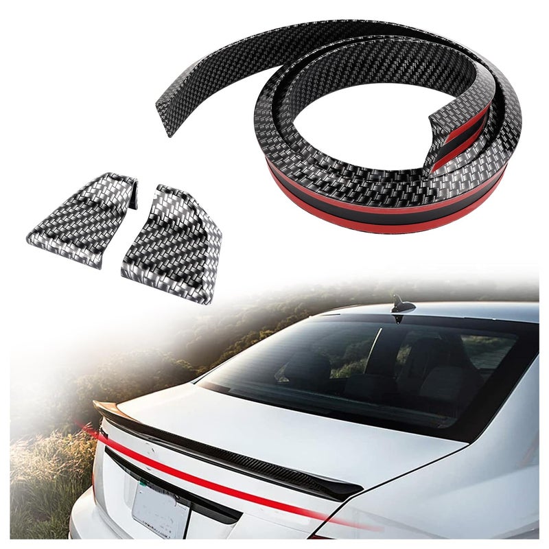 Spoilers for Cars49 Ft Reflective Carbon Fiber Spoiler Rear Spoiler Wing for Car DecorationsUniversal PunchFree Rubber Trunk Spoiler Trim Strip for Tailgate Roof Bumper Carbon Fiber